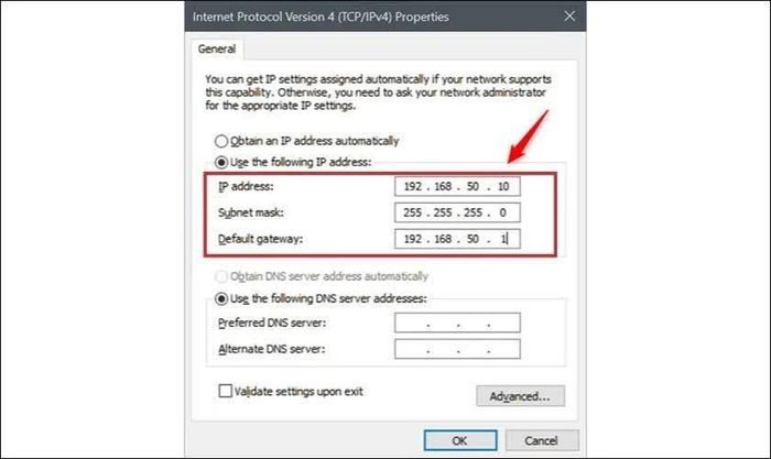 Tại cửa sổ cấu hình IPv4, bạn có thể chọn một trong hai phương án.