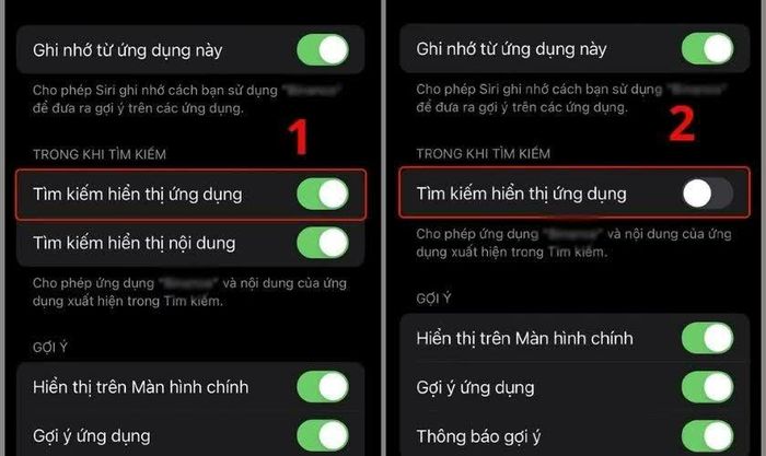 Tắt những tùy chọn cho phép ứng dụng xuất hiện trong Tìm kiếm.