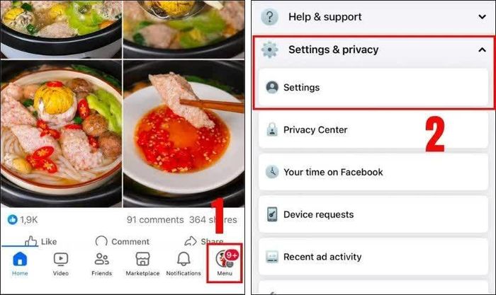 Vào phần cài đặt tài khoản.