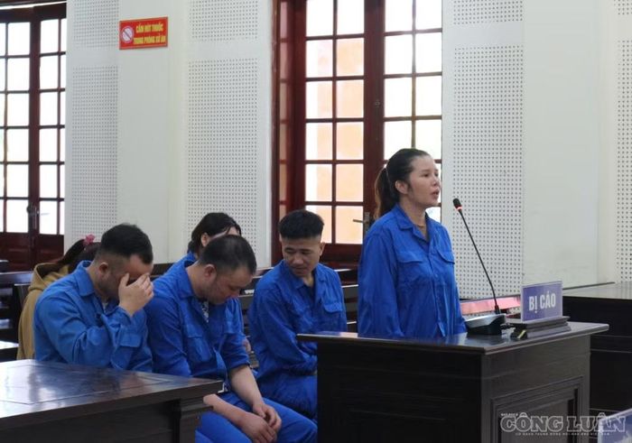 Bị cáo Trần Thị Trâm (đứng) là người khởi xướng, rủ rê mọi người sử dụng ma túy và phạm tội mua bán ma túy. Ảnh: Kim Long
