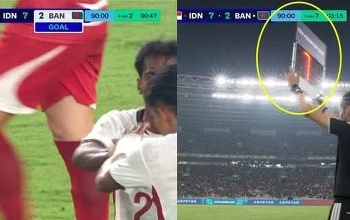 Từ con số 2 ban đầu, trọng tài bất ngờ giơ bảng báo có 7 phút