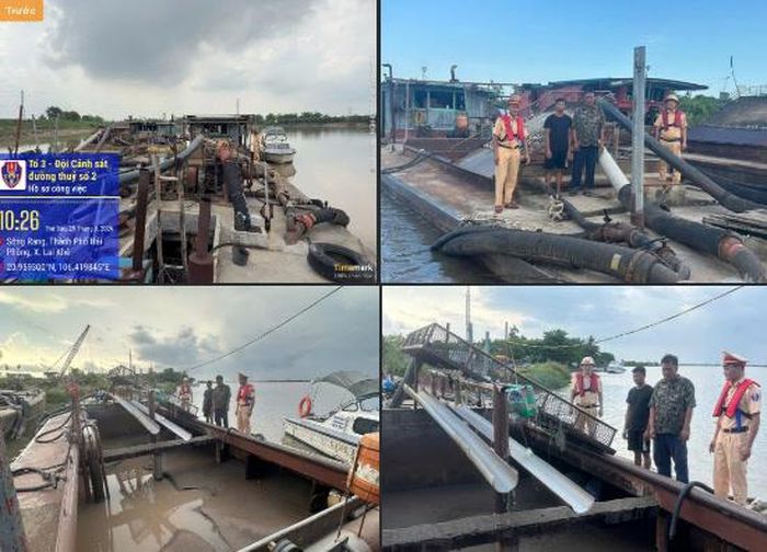 Các trường hợp và phương tiện khai thác cát trái phép. Ảnh: CAHP