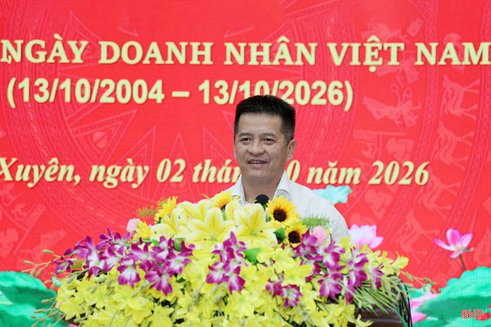 Ông Nguyễn Tiến Trình - Phó Chủ tịch Hiệp hội Doanh nghiệp tỉnh phát biểu tại buổi gặp mặt.