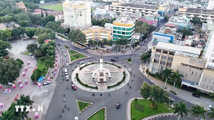 Quang cảnh trung tâm Ngã Sáu, phường Buôn Ma Thuột (tỉnh Đắk Lắk). (Ảnh: Hoài Thu/TTXVN)