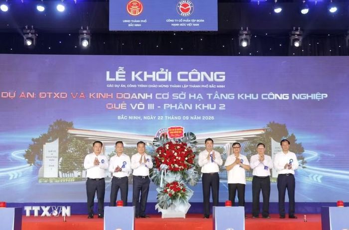Lễ khởi công Khu công nghiệp Quế Võ III - Phân khu 2. (Ảnh: Thanh Thương/TTXVN)
