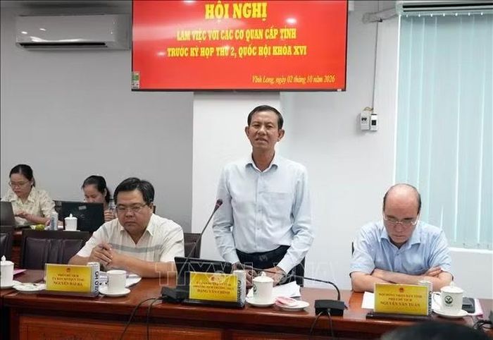 Phó Chủ tịch Thường trực UBND tỉnh Vĩnh Long Đặng Văn Chính phát biểu tại buổi làm việc.