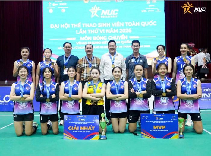 Trường Đại học Thể dục Thể thao Đà Nẵng (DSU) xuất sắc giành chức vô địch nội dung nữ. Ảnh: BTC