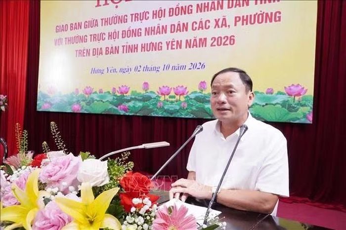 Phó Bí thư Tỉnh ủy, Chủ tịch HĐND tỉnh Hưng Yên Trần Quốc Văn phát biểu tại Hội nghị. Ảnh: Nguyễn Công Hải/TTXVN