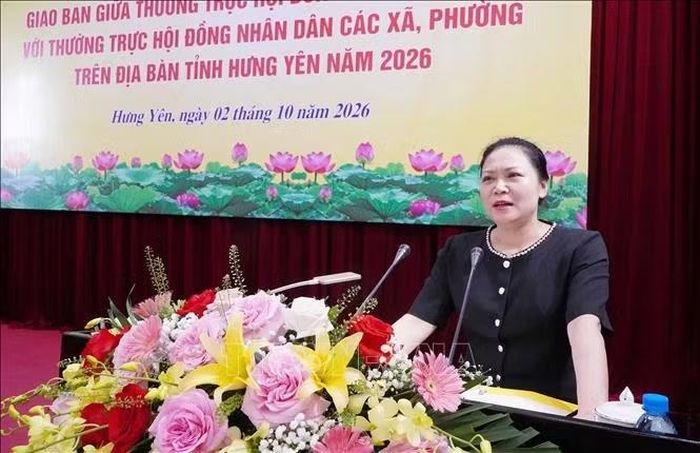 Đại diện thường trực HĐND xã Vũ Thư phát biểu tại Hội nghị. Ảnh: Nguyễn Công Hải/TTXVN