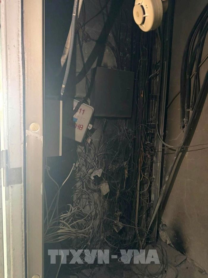 Hiện trường vụ cháy. Ảnh: Hùng Mạnh - TTXVN