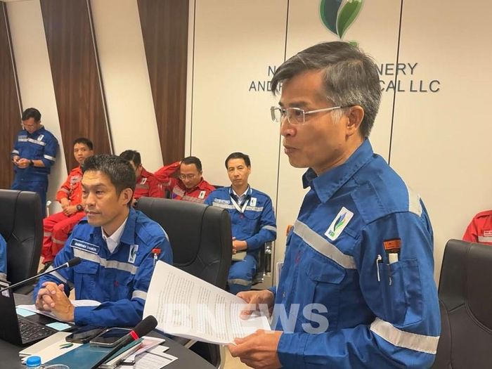 Ông Lê Nguyễn Quốc Vinh-Giám đốc nhà máy Lọc hoá dầu Nghi Sơn phát biểu. Ảnh: Anh Nguyễn/Bnews/vnanet.vn