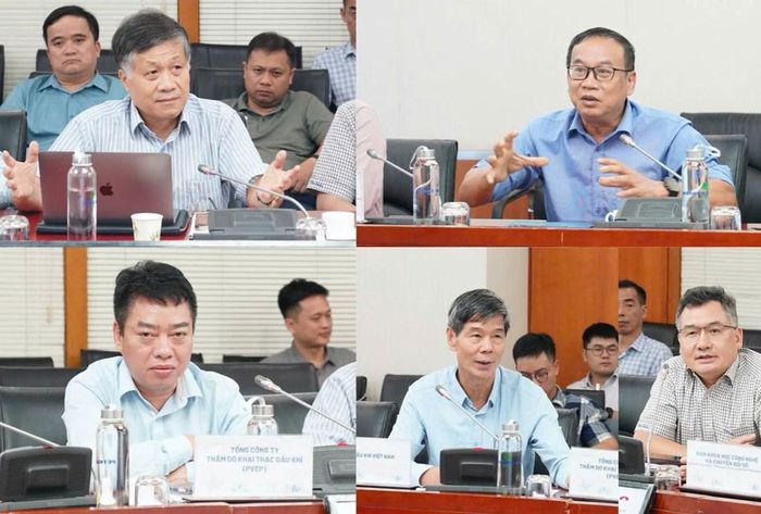 Đại diện lãnh đạo Hội Dầu khí Việt Nam, các Ban chuyên môn của PETROVIETNAM và các đơn vị phát biểu tại Hội thảo. Ảnh: A.N/Bnews/vnanet.vn