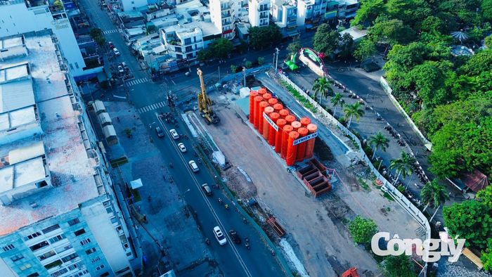 Khu vực thi công tuyến Metro số 2 tại ga Lê Thị Riêng.