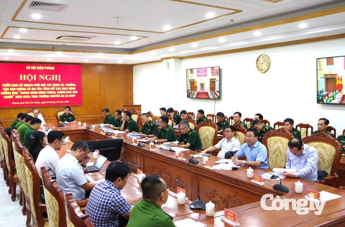 Quang cảnh hội nghị tại điểm cầu Ban Chỉ huy Bộ đội Biên phòng TP.HCM.