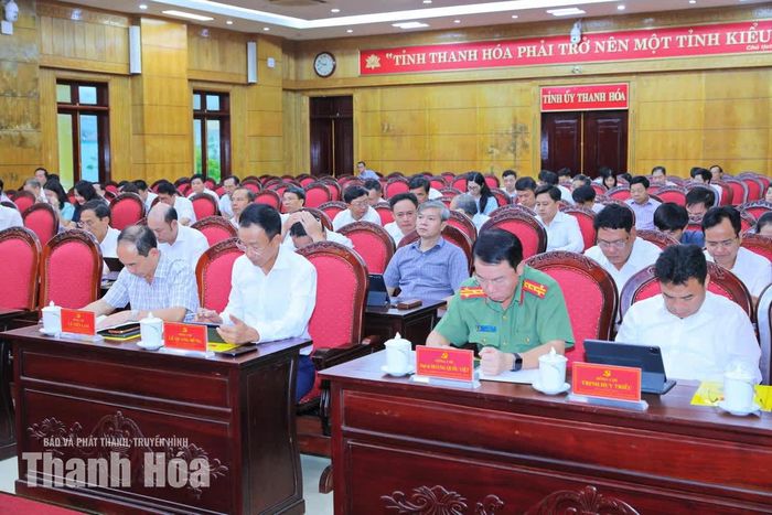 Đại biểu dự hội nghị tại điểm cầu Tỉnh ủy Thanh Hóa.
