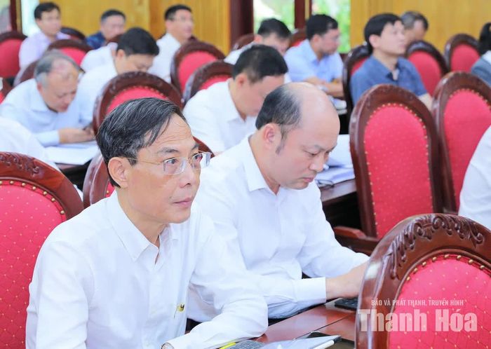 Đại biểu dự hội nghị tại điểm cầu Tỉnh ủy Thanh Hóa.