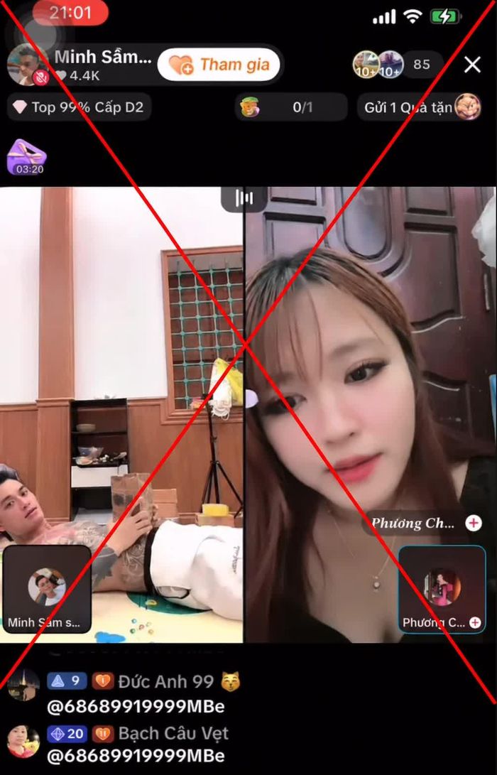 Hình ảnh một phiên live của Hoàng Quốc Minh. Ảnh: Công an tỉnh Thanh Hóa