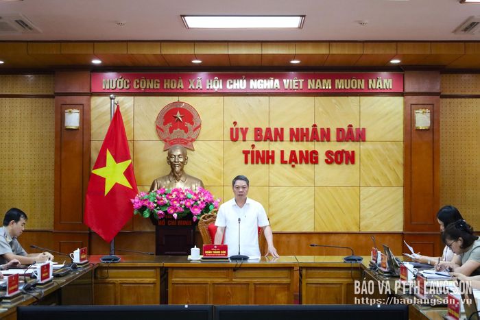 Đồng chí Đoàn Thanh Sơn, Phó Chủ tịch UBND tỉnh, Trưởng Ban Chỉ đạo THADS tỉnh phát biểu kết luận cuộc họp