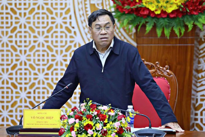 Tỉnh ủy viên, Phó Chủ tịch UBND tỉnh Lâm Đồng Võ Ngọc Hiệp phát biểu kết luận cuộc họp