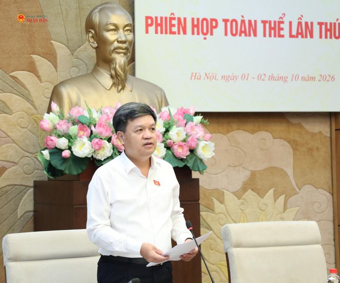 Phó Chủ nhiệm Ủy ban Khoa học, Công nghệ và Môi trường Tạ Đình Thi phát biểu