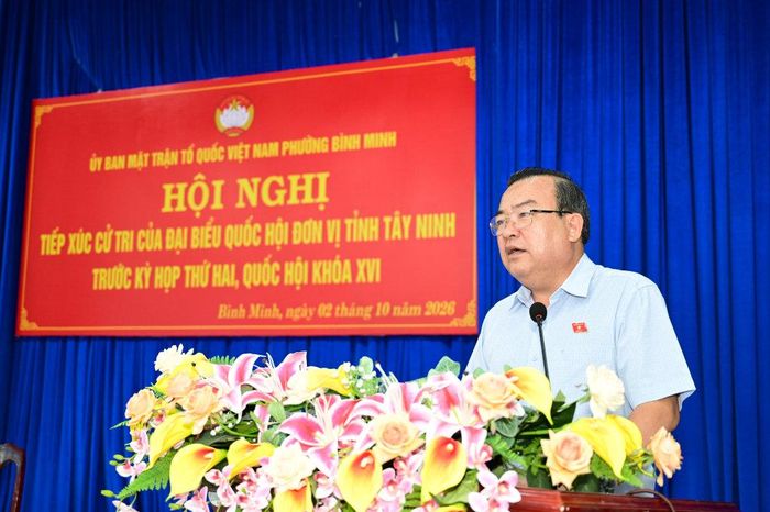 Trưởng đoàn ĐBQH tỉnh Tây Ninh Phạm Hùng Thái phát biểu