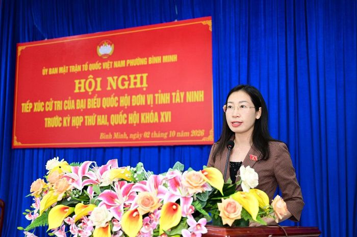 Phó Trưởng đoàn chuyên trách Đoàn ĐBQH tỉnh Hoàng Thị Thanh Thúy phát biểu