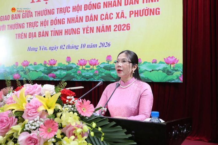 Phó Chủ tịch HĐND tỉnh Trần Thị Tuyết Hương phát biểu tại hội nghị. Ảnh: Nguyễn Thơi