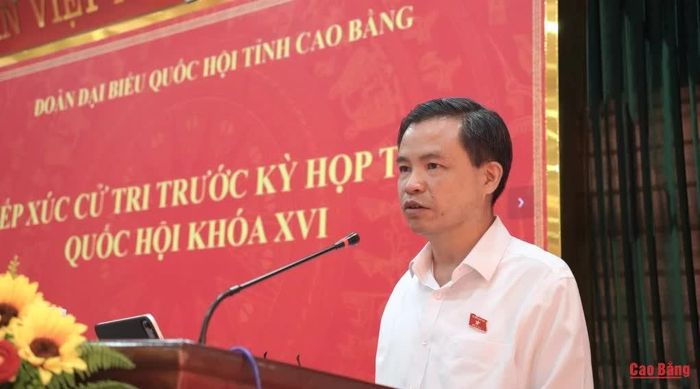 Phó Bí thư Thường trực Tỉnh ủy, Trưởng Đoàn ĐBQH tỉnh Bế Thanh Tịnh phát biểu tại hội nghị.