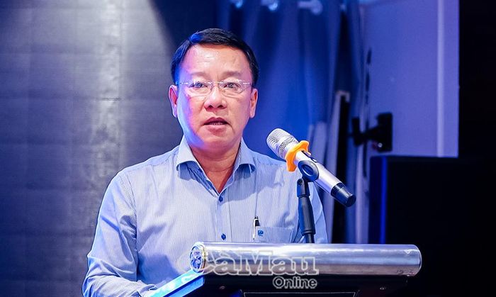 Phó Giám đốc Sở Khoa học và Công nghệ tỉnh Cà Mau Thái Trường Giang phát biểu tại hội nghị.