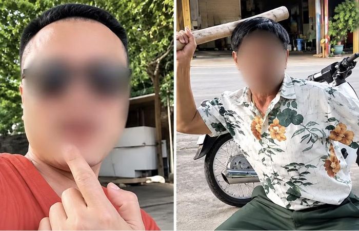 Thanh niên có lời lẽ, hành động khiêu khích. Ảnh cắt từ video.