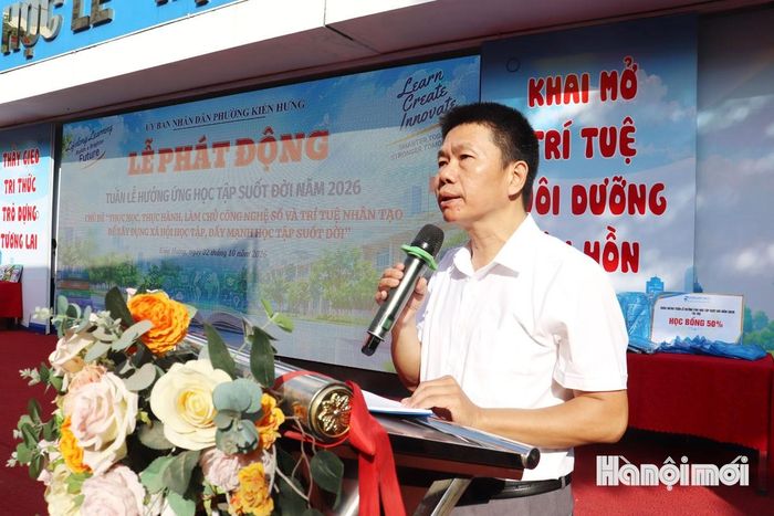 Phó Chủ tịch UBND phường Kiến Hưng Trần Mạnh Hải phát biểu tại chương trình. Ảnh: Tuấn Điệp