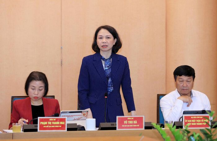 Phó Chủ tịch UBND thành phố Vũ Thu Hà phát biểu. Ảnh: Viết Thành