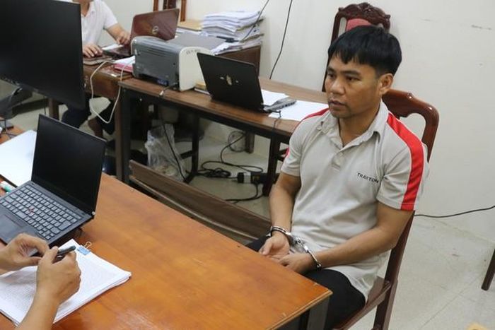Cơ quan Cảnh sát điều tra lấy lời khai đối tượng Lê Văn Dũng. Ảnh: Công an Thái Nguyên