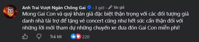 Thông báo chính thức và bình luận nhắc nhở khán giả của chương trình Anh Trai Vượt Ngàn Chông Gai 2026.