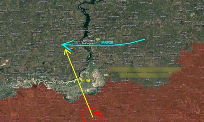 AMK Mapping, tài khoản X chuyên theo dõi dữ liệu nguồn mở về chiến sự, đưa ra nhận định rằng tiêm kích MiG-29 có thể đã bị một chiếc Su-35S Nga bắn hạ bằng tên lửa đối không tầm xa R-37M.