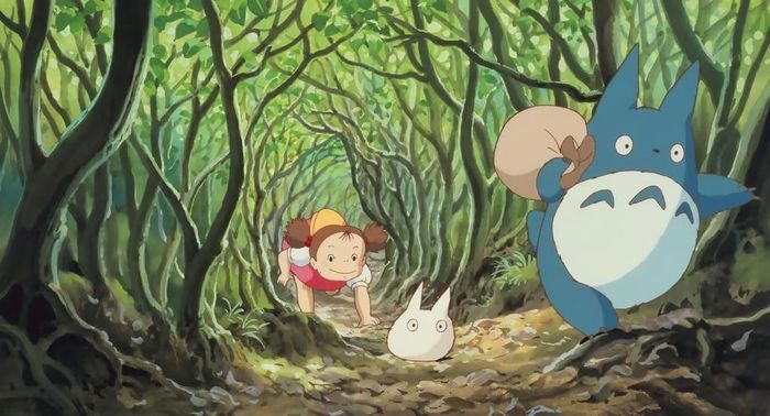 Một cảnh trong My Neighbor Totoro (1988) của Hayao Miyazaki và Studio Ghibli.