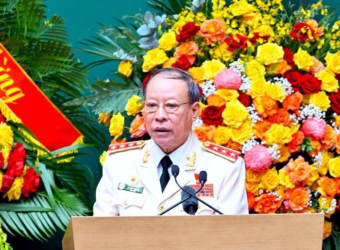 Thượng tướng Lê Quý Vương, nguyên Ủy viên Trung ương Đảng, nguyên Thứ trưởng Bộ Công an, Chủ tịch Hội Cựu Công an nhân dân Việt Nam nhiệm kỳ lần thứ II (2026 – 2031) phát biểu