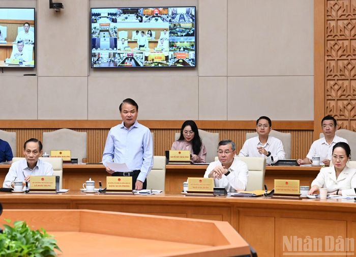 Bộ trưởng, Chủ nhiệm Văn phòng Chính phủ Đặng Xuân Phong phát biểu tại phiên họp.