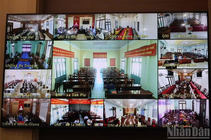  Một số địa phương tham dự trực tuyến tại điểm cầu địa phương nhưng không tham dự đầy đủ đến khi kết thúc hội nghị. (Ảnh: HIỂN CỪ) 