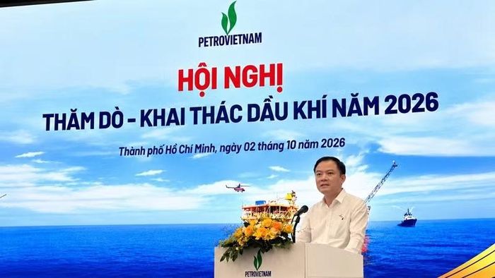Chủ tịch Hội đồng thành viên Petrovietnam Lê Ngọc Sơn phát biểu tại hội nghị. (Ảnh: HIỀN ANH)