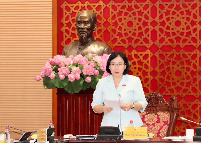 Phó Chủ nhiệm Ủy ban Văn hóa và Xã hội Trần Thị Thanh Lam tại phiên họp. Ảnh: PV.