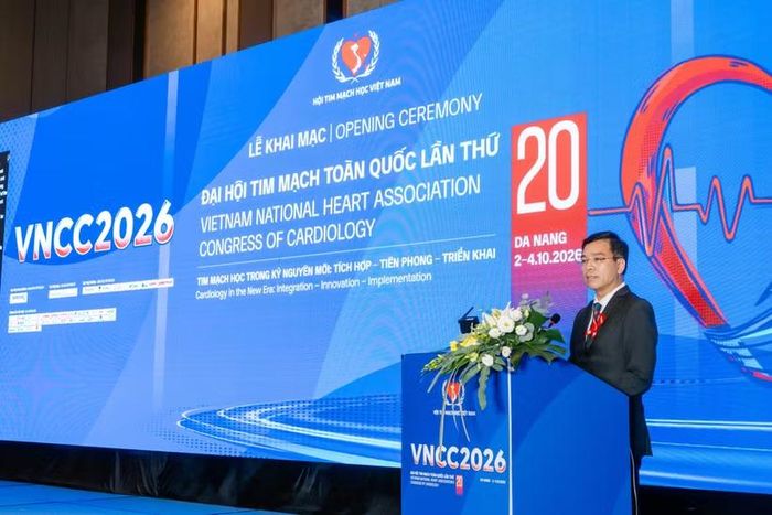 Tiến sỹ Hà Anh Đức - Cục trưởng Cục Quản lý Khám chữa bệnh phát biểu tại Đại hội Tim mạch Toàn quốc lần thứ 20. (Ảnh: PV/Vietnam+)