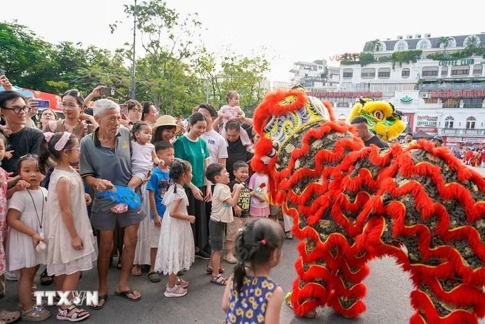 Lễ hội đường phố “Sắc màu năm châu” diễn ra tại phố đi bộ hồ Hoàn Kiếm, thu hút đông đảo người dân và du khách. (Ảnh: Khánh Hòa/TTXVN)