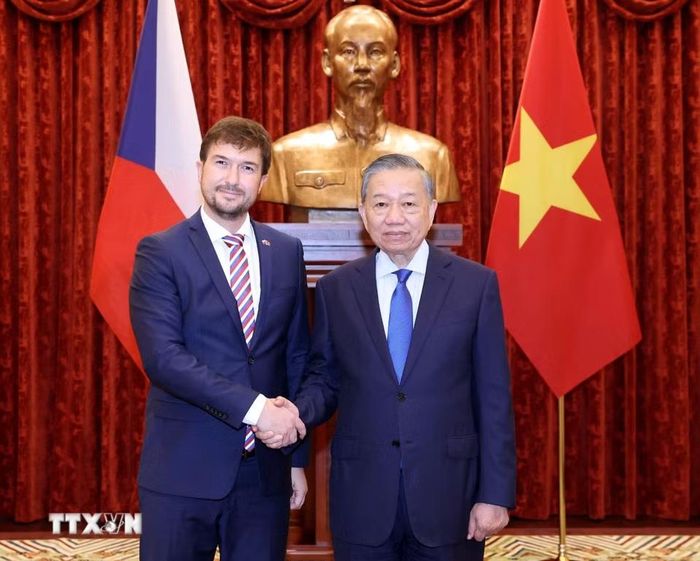 Tổng Bí thư, Chủ tịch nước Tô Lâm tiếp Đại sứ Cộng hòa Séc Lukáš Kaucký. (Ảnh: Thống Nhất/TTXVN)