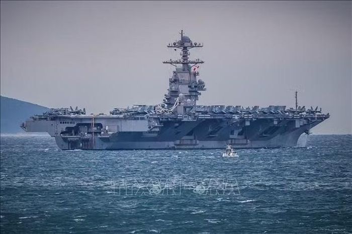 Tàu sân bay USS Gerald R. Ford của Mỹ. Ảnh: THX/TTXVN phát