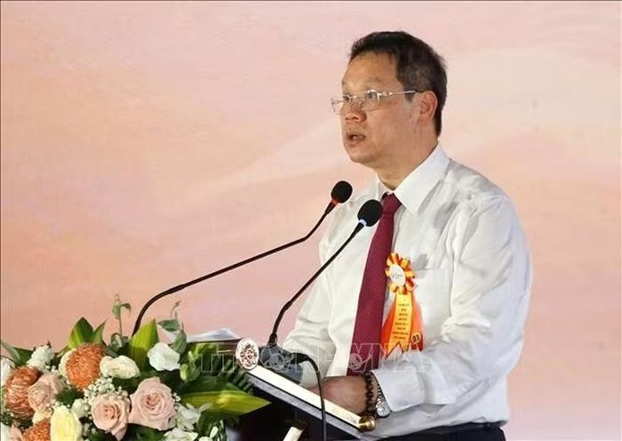 Phó Bí thư Thành ủy, Chủ tịch UBND thành phố Đà Nẵng Nguyễn Mạnh Hùng phát biểu tại buổi lễ. Ảnh: Quốc Dũng/TTXVN
