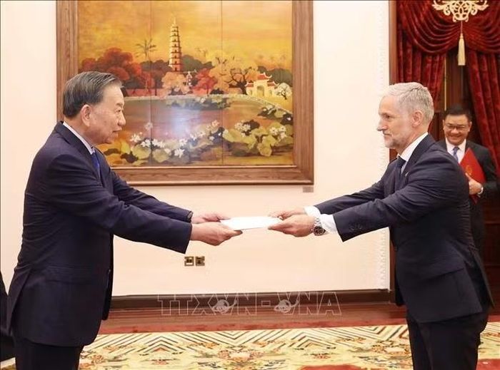 Tổng Bí thư, Chủ tịch nước Tô Lâm tiếp Đại sứ Vương quốc Na Uy Stein Iversen. Ảnh: Thống Nhất/TTXVN