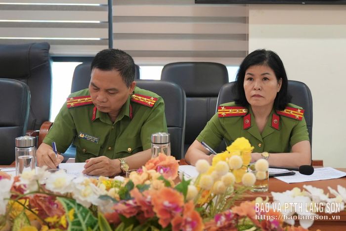 Đại biểu dự buổi làm việc tại điểm cầu Công an tỉnh Lạng Sơn