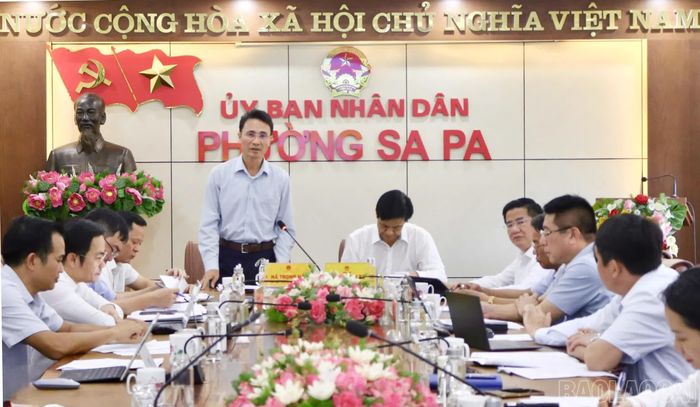 Phó Chủ tịch UBND tỉnh Lai Châu Hà Trọng Hải phát biểu tại buổi làm việc.
