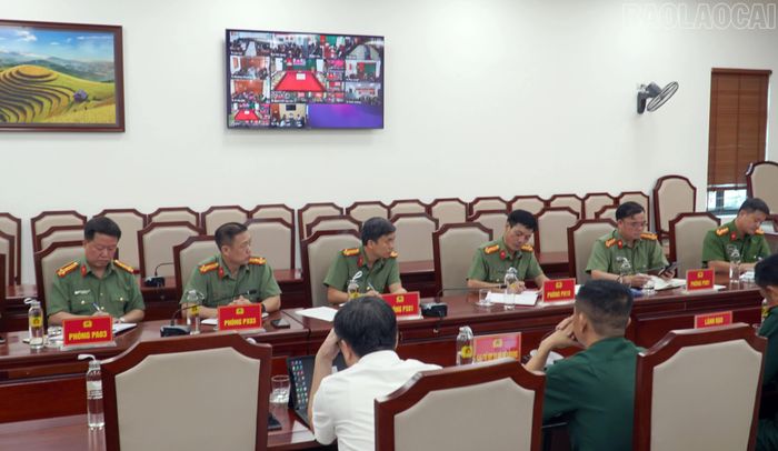 Các đại biểu dự hội nghị tại điểm cầu Công an tỉnh Lào Cai.